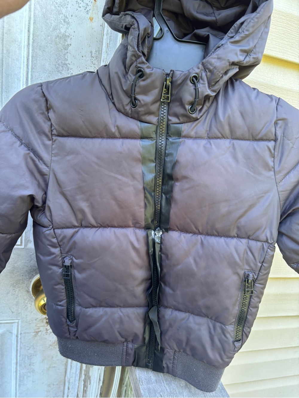 Boys Zara Hooded Puffer Jacket - black